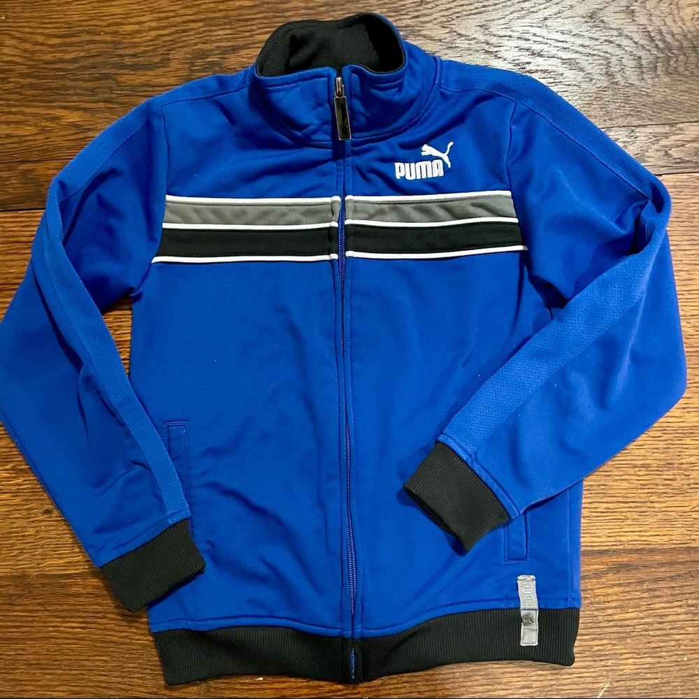 Puma zip up jacket blue black size 6